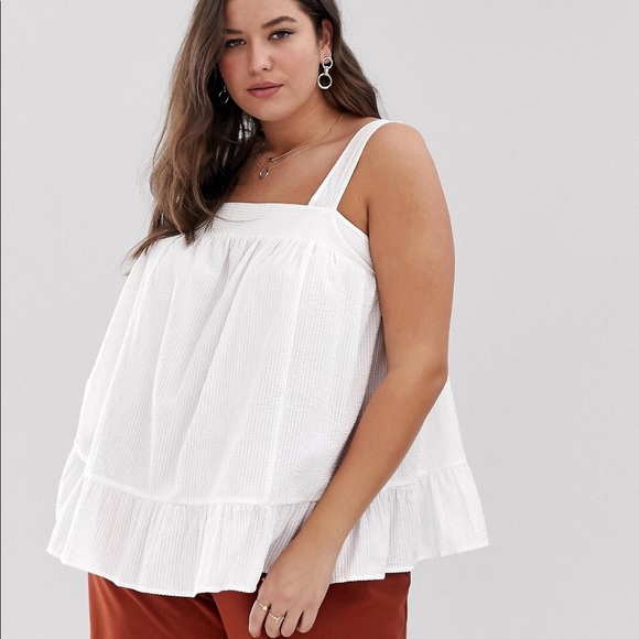 ASOS Curve Tops - Asos Curve Square Neck Seersucker Cami